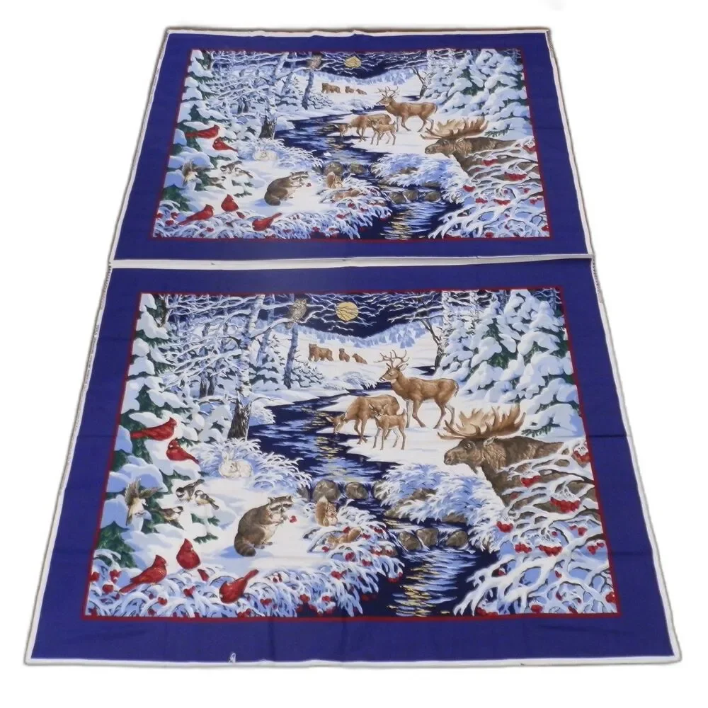 Lot of 3 Christmas Winter Fabric Panels Sewing Teddy Bears Gingerbread Man